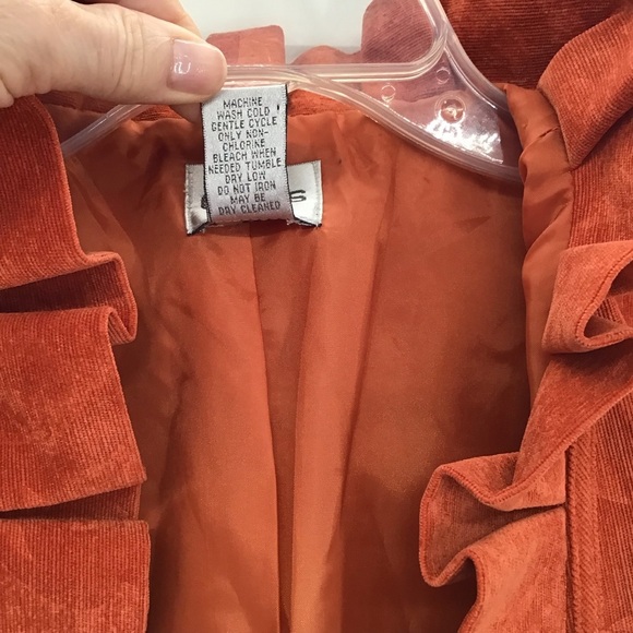 Chico’s Women’s Fine Corduroy Art-to-Wear Jacket Career Fall Burnt Orange Size 2 - Picture 2 of 6